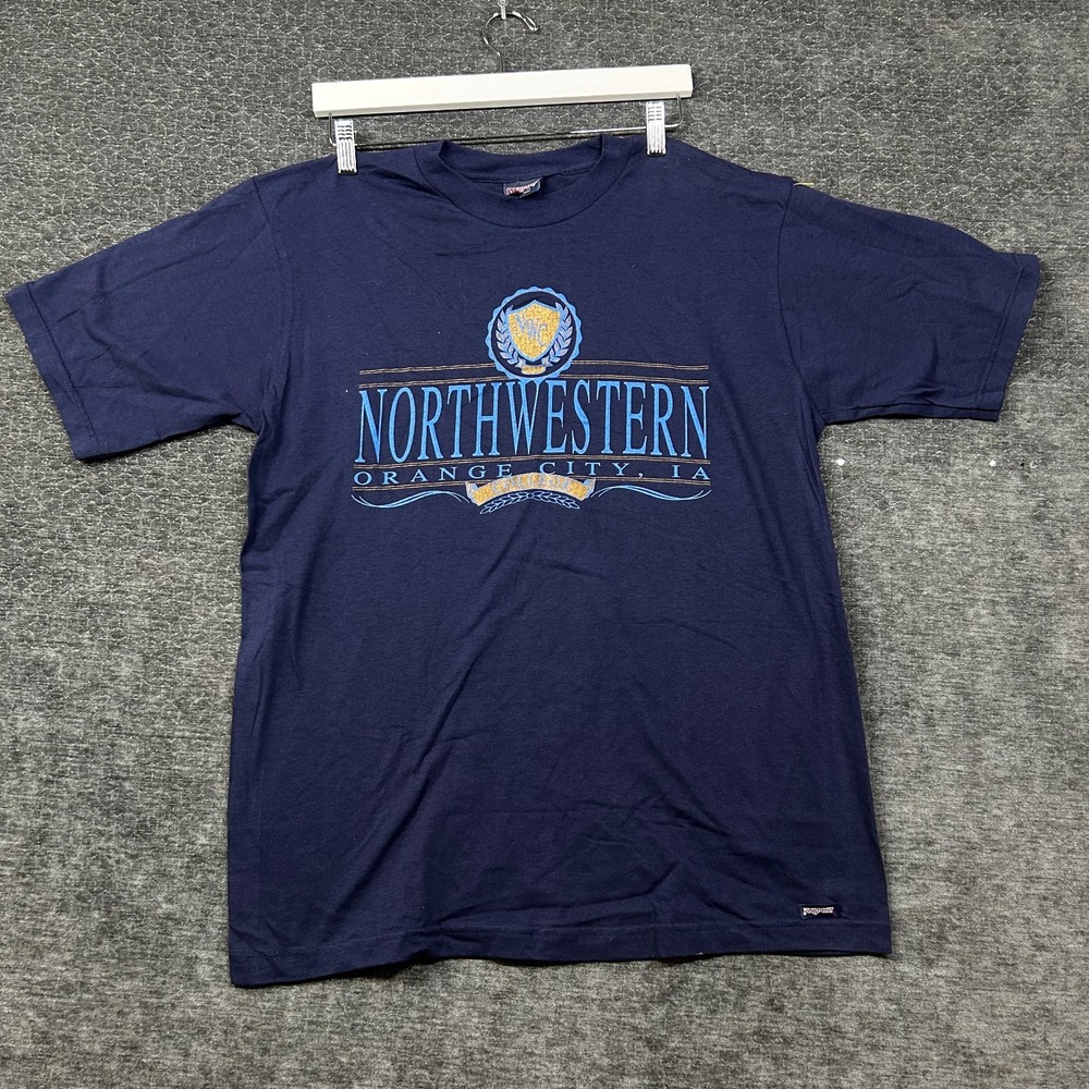 Vintage JanSport Northwestern College T-Shirt Mens Blue Graphic USA Made - L NWT